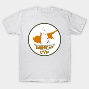 laser class sailboat on flag Cyprus T-Shirt